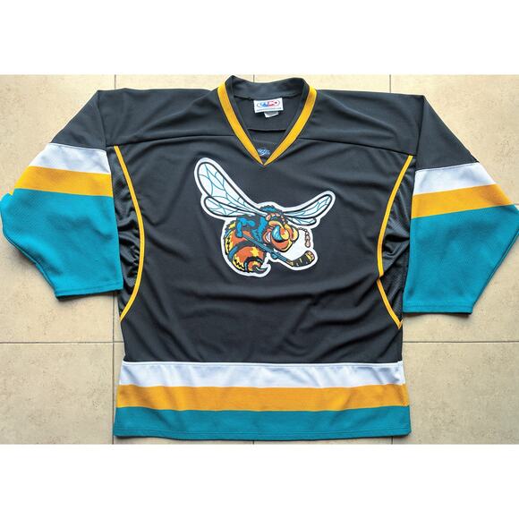 Rio Grande Valley Killer Bees 2000s AK hockey jersey XL 2x black gold CHL vtg - Picture 2 of 6